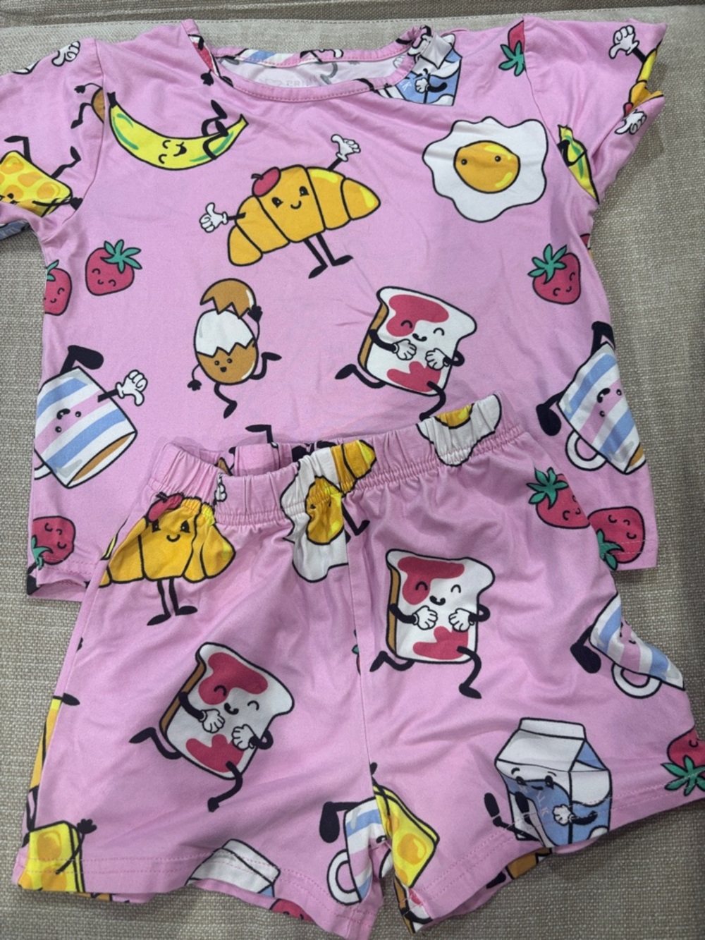 Kids Pink Breakfast Friends Pajama Set